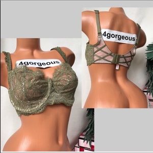 Victoria’s Secret 34ddd ANGELS PUSH UP STRAPPY UNLINED BRA ARMY